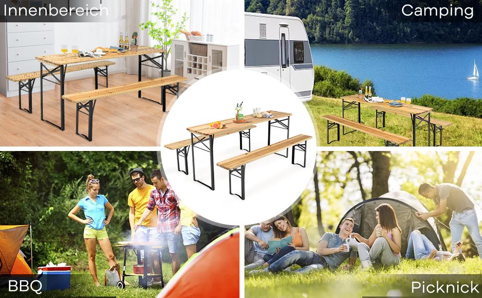 bärbart picknickbord och bänkset